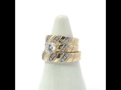 10K Two-tone Gold Cubic-Zirconia His & Hers Trio Ring Set
