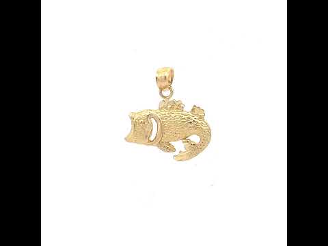 10K Yellow Gold Womens Fish Animal Charm Pendant
