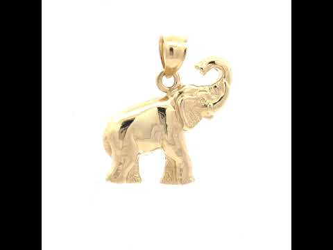 10K Yellow Gold Unisex Elephant Animal Charm Pendant