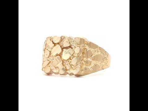 10K Yellow Gold Unisex Diamond-cut Nugget Fashion Ring S10