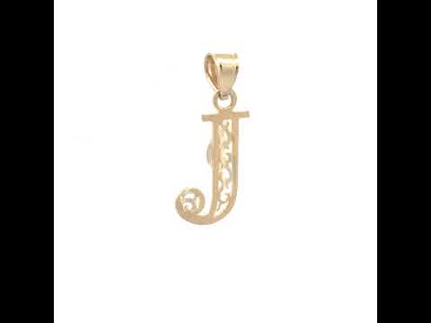 10K Yellow Gold Unisex Initial Letter J Charm Pendant