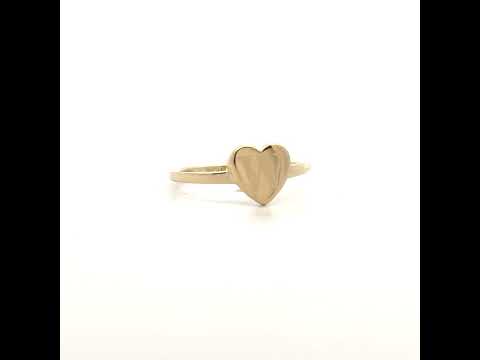 10K Yellow Gold Womens Heart Initial Alphabet W Ring