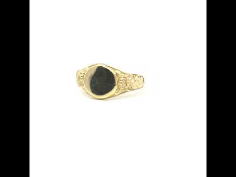 10K Yellow Gold Womens Round Head Signet Ring