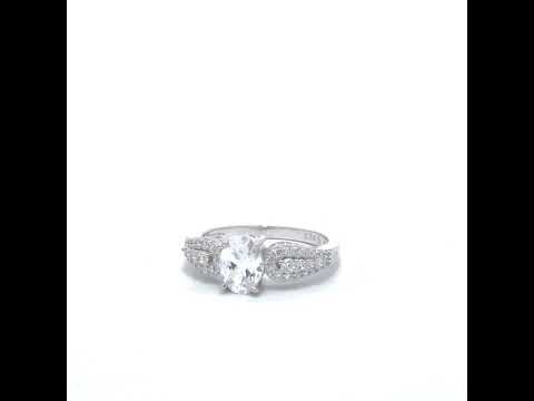 925 Sterling Silver Womens Oval Round Cubic-Zirconia Fashion Engagement Ring Size 10