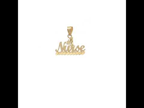 10K Yellow Gold Unisex No.1 Nurse Letters & Words Charm Pendant