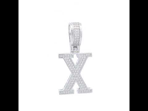 925 Sterling Silver Unisex 0.47ct Moissanite Initial Alphabet X Charm Pendant