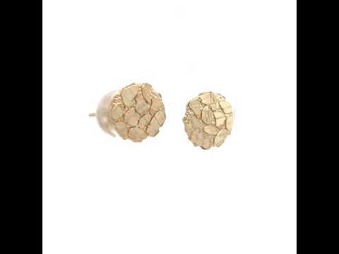 10K Yellow Gold Unisex Round Nugget Stud Earrings