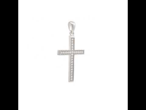 925 Sterling Silver Unisex Cz Cross Religious Charm Pendant