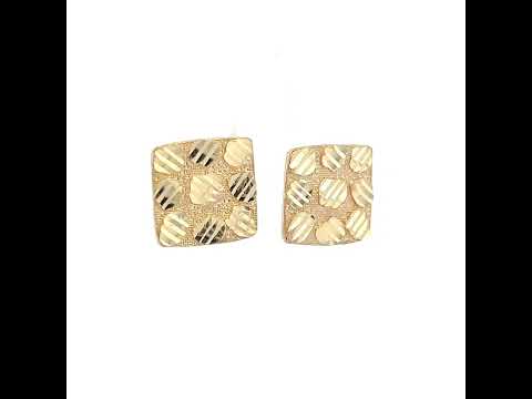 10K Yellow Gold Unisex Square Nugget Stud Earrings