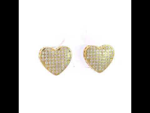 925 Sterling Silver Womens Yellow-tone 0.54ct Moissanite Heart Stud Earrings