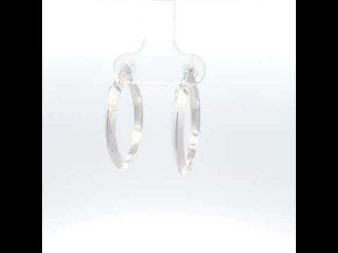 925 Sterling Silver Womens Knife Edge Hoop Earrings