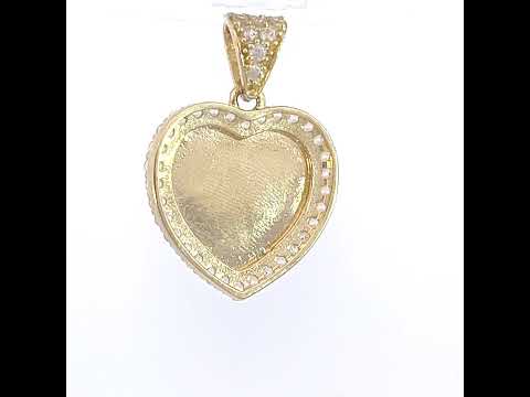 10K Yellow Gold Womens Cubic-Zirconia Heart Photo Frame Charm Pendant