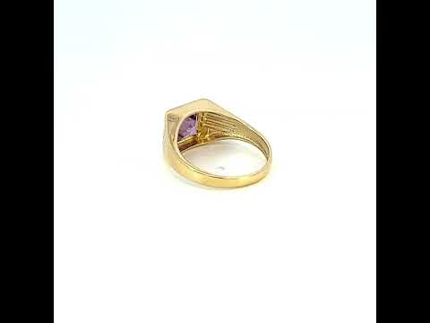 10K Yellow Gold Womens Purple Princess Cut Cubic-Zirconia Square Head Fashion Ring