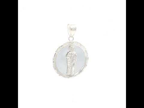 925 Sterling Silver Unisex Round St. Jude Religious Pendant