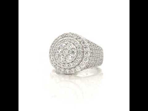 925 Sterling Silver Mens Cubic-Zirconia Cluster Round Head Fashion Ring Size 12