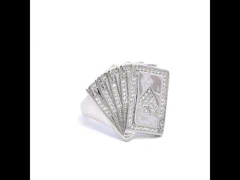 925 Sterling Silver Mens Cubic-Zirconia Poker Cards Gambling Ring Size 8