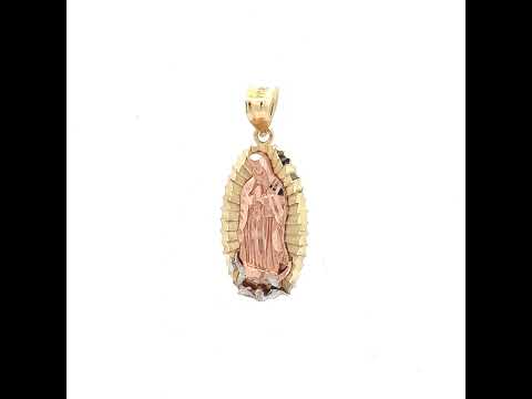 10K Tri-Color Gold Unisex Guadalupe Religious Charm Pendant