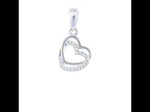 925 Sterling Silver Womens Cubic-Zirconia Intertwined Heart Charm Pendant