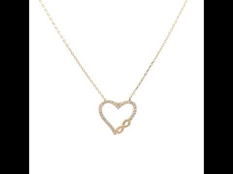 14K Gold Cubic Zirconia Necklace 18" (16"+2")