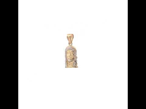 10K Two-Tone Gold Mens Jesus Religious Charm Pendant