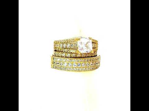 14K Gold Cubic Zirconia Trio Ring