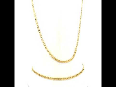 925 Silver Solid Super Flat Cuban Chain Yellow 2mm-14