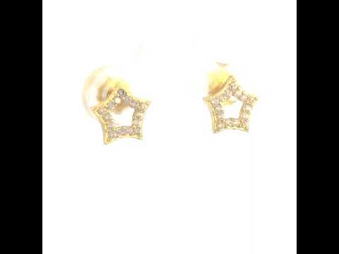 10K Yellow Gold Womens Cubic-Zirconia Star Fashion Stud Earrings