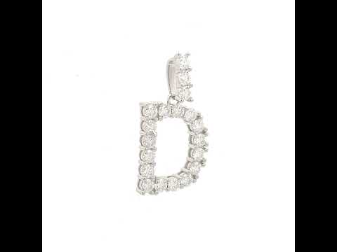 925 Sterling Silver Unisex 1.92ct Moissanite Initial Alphabet D Charm Pendant