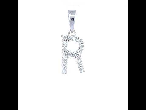 925 Sterling Silver Unisex 0.54ct Moissanite Initial R Alphabet Charm Pendant