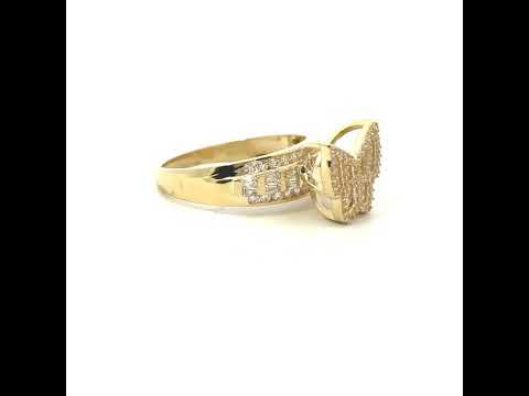 10K Yellow Gold Womens Baguette Cubic-Zirconia Butterfly Ring