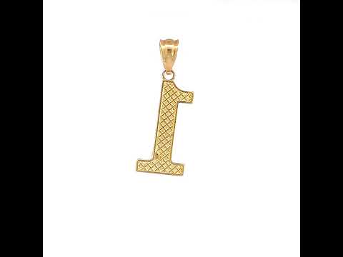 10K Yellow Gold Unisex Number 1 Nugget Charm Pendant