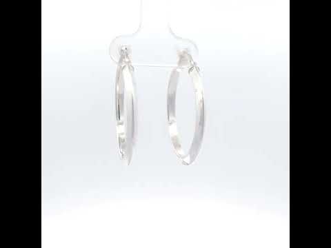 925 Sterling Silver Womens Knife Edge Hoop Earrings