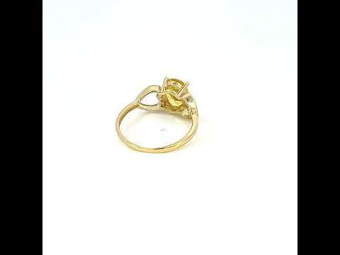 10K Yellow Gold Baby Yellow Oval Cubic-Zirconia Heart Ring