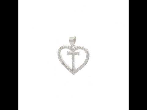 925 Sterling Silver Womens Cubic Zirconia Initial Letter T Heart Charm Pendant