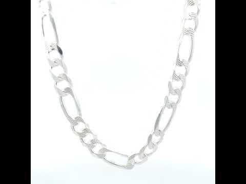 925 Silver Solid Pave Classic Figaro 9.5mm-7"