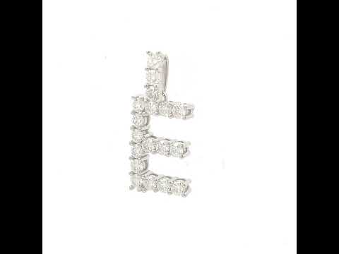 925 Sterling Silver Unisex 1.82ct Moissanite Initial Alphabet E Charm Pendant