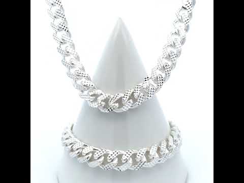 925 Silver Solid Miami Cuban Pyramid Chain Silver 9.8mm-26"