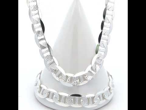 925 Sterling Silver Solid Pave Classic Mariner Chain 9.5mm-24
