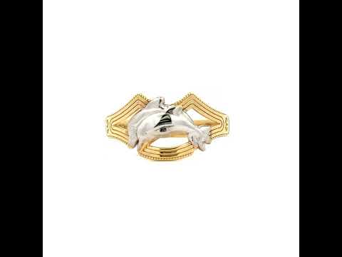 10K Two-tone Gold Womens Dolphins Fashion Ring