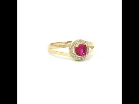 10K Yellow Gold Womens White Pink Cubic-Zirconia Fashion Birthstone Ring