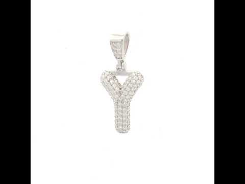 925 Sterling Silver 0.69ct Moissanite Initial Alphabet Y Charm Pendant