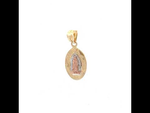 10K Gold Tri-Color Womens Guadalupe Mary Religious Charm Pendant