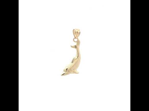 10K Yellow Gold Womens Dolphin Animal Charm Pendant