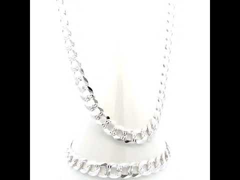 925 Silver Solid Pave Super Flat Cuban Chain Silver 7.8mm-20