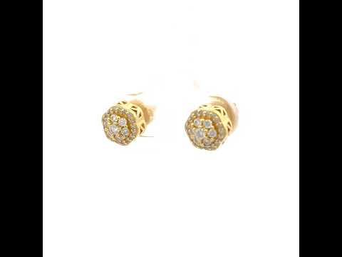 925 Sterling Silver Yellow-Tone Womens Round 0.44ct Moissanite Flower Fashion Stud Earrings