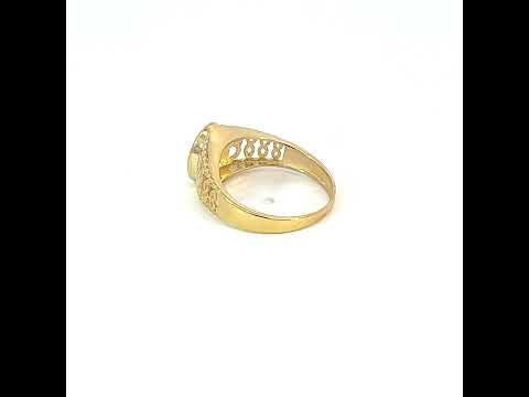 10K Yellow Gold Baby Pink Oval Cubic-Zirconia Fashion Ring