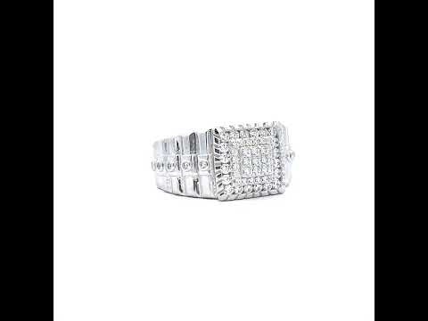 925 Sterling Silver Mens 0.88ct Moissanite Square Head Fashion Ring