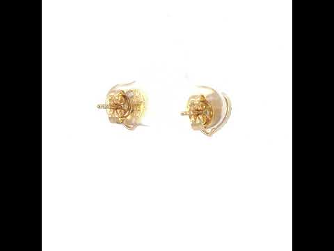 10K Yellow Gold Womens Black White Cubic-Zirconia Heart Stud Earrings