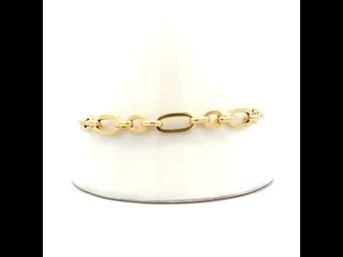 10K Yellow Gold Unisex Fashion Link Bracelet Size 8 Inches