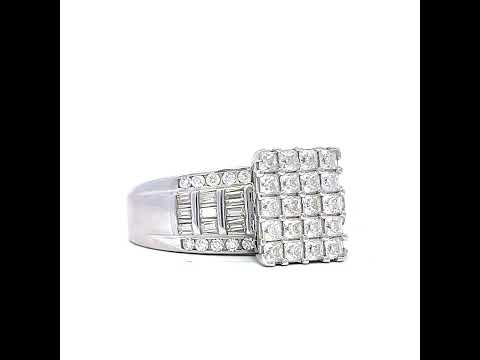 925 Sterling Silver Womens Baguette 0.95ct Round 0.33ct Moissanite Cinderella Ring Size 6